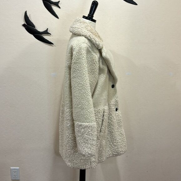 Abercrombie Mixed Fabric Teddy Coat - XL - Cream - Picture 6 of 10